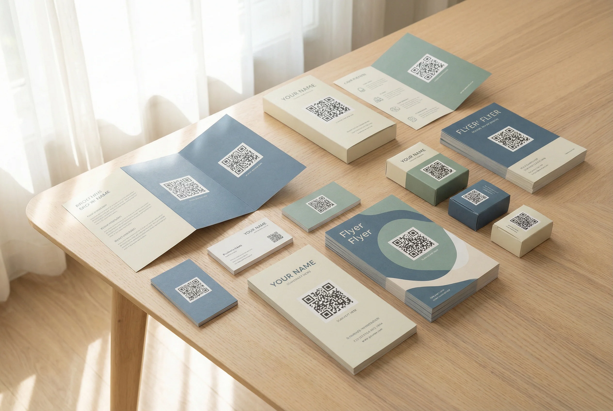 Printed flyers and marketing materials with QR codes placed correctly and clearly